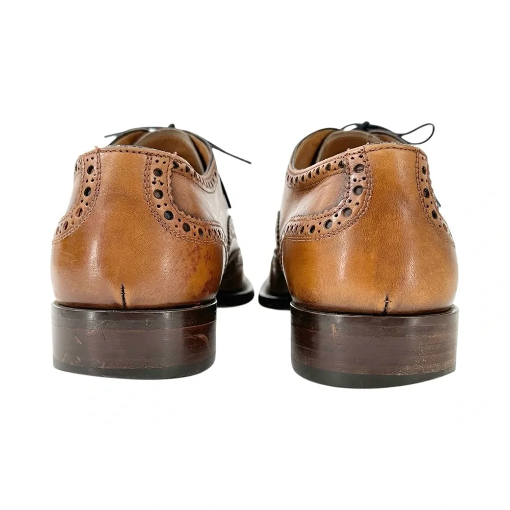 Botticelli Italian Designer Brown Wingtip Oxford Brogue Leather Laceup Shoes